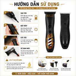 Tông Đơ Chấn Viền HJP D8 6W Chính Hãng - Máy Cắt Tóc Barber Chuyên Nghiệp, Lưỡi Titan, Pin 1500mAh, Sạc USB, Cạo Viền 4
