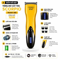 Tông Đơ Cắt Tóc ZSZ Scorpio S85 10W Màn Hình LED Hiển Thị Pin - Lưỡi Dao Thép Không Gỉ - Pin Sạc Lithium - Kèm 4 Cữ Lược 2