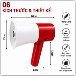 Loa Cầm Tay 918U Megaphone Bluetooth 500m - Ghi Âm, Phát Lại, Phát Nhạc USB/TF, Pin Sạc Lithium 1200mAh 6