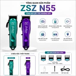 Tông Đơ Cắt Tóc ZSZ N55 Không Dây 10W - Lưỡi Thép Cao Cấp - Pin Sạc USB - Máy Cắt Tóc Gia Đình & Barber Chuyên Nghiệp 2