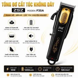 Tông Đơ Cắt Tóc Không Dây ZSZ F35A 10W - Pin Lithium 1200mAh - Cắt Êm, Mạnh, Chuyên Nghiệp Kèm 4 Cữ Lược 2