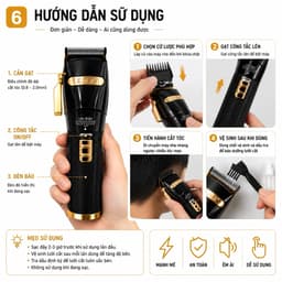 Tông Đơ ZSZ F90 10W Pin Sạc Chuyên Nghiệp - Kèm 4 Cữ Cắt, Lưỡi Thép Không Gỉ, Cắt Tóc Gia Đình 6