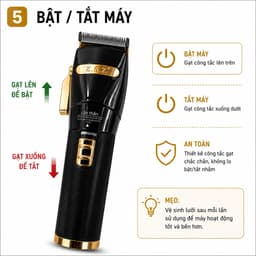 Tông Đơ ZSZ F90 10W Pin Sạc Chuyên Nghiệp - Kèm 4 Cữ Cắt, Lưỡi Thép Không Gỉ, Cắt Tóc Gia Đình 5