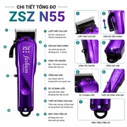 Tông Đơ Cắt Tóc ZSZ N55 Không Dây 10W - Lưỡi Thép Cao Cấp - Pin Sạc USB - Máy Cắt Tóc Gia Đình & Barber Chuyên Nghiệp 3