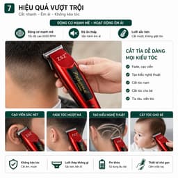 Tông Đơ Cắt Tóc ZSZ N19 Không Dây Sạc USB Cắt Fade Cạo Viền Tỉa Râu Lưỡi Thép Sắc Bén 7