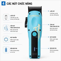 Tông Đơ Cắt Tóc Madeshow M15 Professional 10W - Pin Sạc Type-C, Lưỡi Thép Cao Cấp, Máy Cắt Tóc Không Dây Chuyên Nghiệp 4