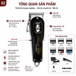 Tông Đơ Cắt Tóc ZSZ F52 10W Không Dây Chuyên Nghiệp - Lưỡi Thép Không Gỉ, Pin Trâu, Kèm 6 Cữ Cắt 2