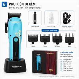 Tông Đơ Cắt Tóc Madeshow M15 Professional 10W - Pin Sạc Type-C, Lưỡi Thép Cao Cấp, Máy Cắt Tóc Không Dây Chuyên Nghiệp 6