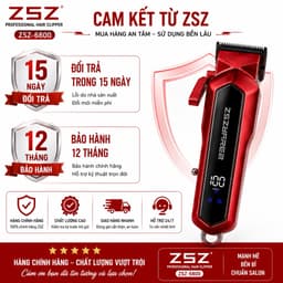 Tông Đơ Cắt Tóc ZSZ-6800 Chuyên Nghiệp 5W Pin Sạc Mạnh Lưỡi Thép Không Gỉ Kèm 4 Cữ Cắt Cho Gia Đình Barber Salon 6