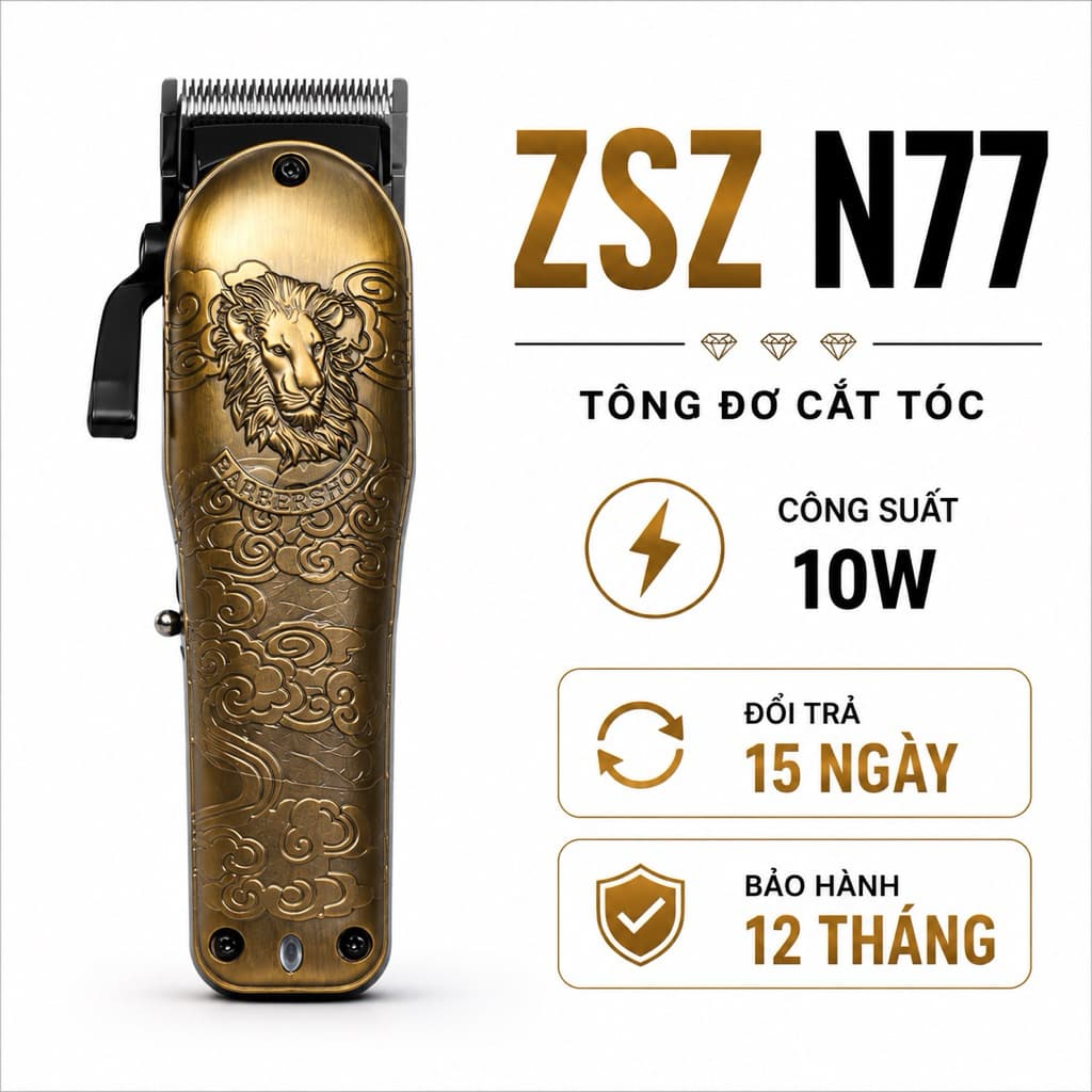 Tông Đơ Cắt Tóc ZSZ N77 10W Barber Chuyên Nghiệp Khắc Sư Tử - Cắt Tóc, Tỉa Viền, Cạo Fade