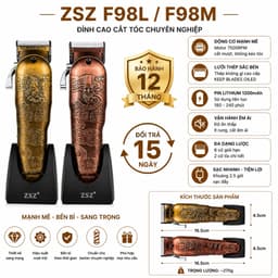 Tông Đơ ZSZ N88 10W Không Dây Cắt Tóc Cạo Viền Tỉa Râu Lưỡi Thép Sạc USB 9
