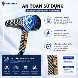 Máy Sấy Tóc KINSMRN P5-01 2400W Công Suất Lớn Sấy Nhanh 2 Tốc Độ Gió 2 Mức Nhiệt Chống Quá Nhiệt Chính Hãng 4