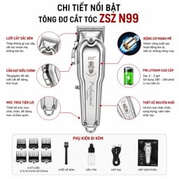 Tông Đơ Cắt Tóc ZSZ N99 10W Không Dây Chuyên Nghiệp - Động Cơ Mạnh, Lưỡi Thép Không Gỉ, Pin Lithium, Cắt Tóc & Cạo Râu 3