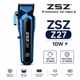 Tông Đơ Cắt Tóc ZSZ Z27 10W Chuyên Nghiệp 7000RPM Pin 2000mAh Màn Hình LED Cắt Fade Không Dây 1