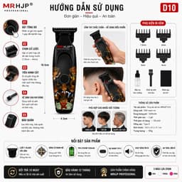 Tông Đơ Cắt Tóc MRHJP D10 10W Chính Hãng - Tông Đơ Viền Tóc Chuyên Nghiệp, Sạc Type-C, Pin 1200mAh, Lưỡi T-Blade Sắc Bén 7