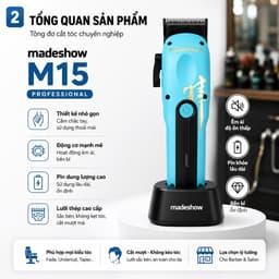 Tông Đơ Cắt Tóc Madeshow M15 Professional 10W - Pin Sạc Type-C, Lưỡi Thép Cao Cấp, Máy Cắt Tóc Không Dây Chuyên Nghiệp 2