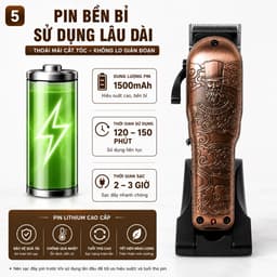 Tông Đơ ZSZ N88 10W Không Dây Cắt Tóc Cạo Viền Tỉa Râu Lưỡi Thép Sạc USB 5