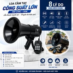 Loa Cầm Tay Công Suất Lớn HM-230C 50W Bluetooth | Loa Phát Thanh Cầm Tay Có Ghi Âm, USB, Thẻ Nhớ, Còi Báo, Truyền Âm Xa 8
