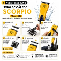 Tông Đơ Cắt Tóc ZSZ Scorpio S85 10W Màn Hình LED Hiển Thị Pin - Lưỡi Dao Thép Không Gỉ - Pin Sạc Lithium - Kèm 4 Cữ Lược 6