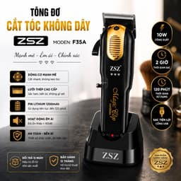 Tông Đơ Cắt Tóc Không Dây ZSZ F35A 10W - Pin Lithium 1200mAh - Cắt Êm, Mạnh, Chuyên Nghiệp Kèm 4 Cữ Lược 8
