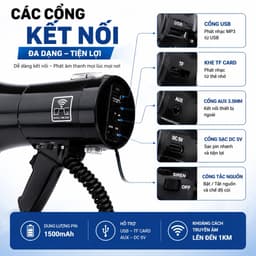 Loa Cầm Tay Công Suất Lớn HM-230C 50W Bluetooth | Loa Phát Thanh Cầm Tay Có Ghi Âm, USB, Thẻ Nhớ, Còi Báo, Truyền Âm Xa 4