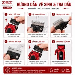 Tông Đơ Cắt Tóc ZSZ-6800 Chuyên Nghiệp 5W Pin Sạc Mạnh Lưỡi Thép Không Gỉ Kèm 4 Cữ Cắt Cho Gia Đình Barber Salon 5
