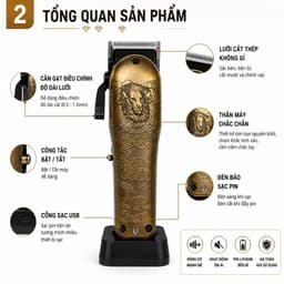 Tông Đơ Cắt Tóc ZSZ N77 10W Barber Chuyên Nghiệp Khắc Sư Tử - Cắt Tóc, Tỉa Viền, Cạo Fade 2