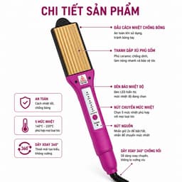 Máy Bấm Tóc SH-989 Thay Bản 45W-80W 5 Mức Nhiệt 140-220°C Kẹp Bấm Xù Chân Tóc Uốn Sóng Thay Bản Ceramic Chuyên Nghiệp 4