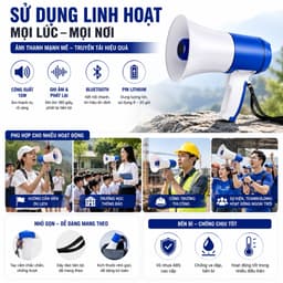 Loa Phóng Thanh Cầm Tay HM-130BI Bluetooth 15W Ghi Âm 180 Giây Phát Nhạc USB Pin Sạc Lithium 6