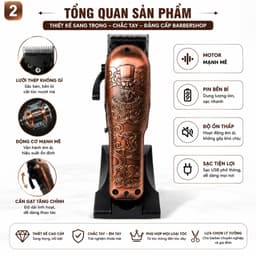 Tông Đơ ZSZ N88 10W Không Dây Cắt Tóc Cạo Viền Tỉa Râu Lưỡi Thép Sạc USB 2