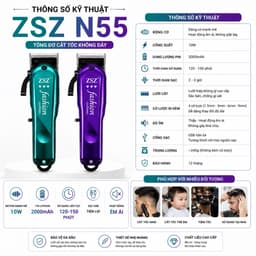 Tông Đơ Cắt Tóc ZSZ N55 Không Dây 10W - Lưỡi Thép Cao Cấp - Pin Sạc USB - Máy Cắt Tóc Gia Đình & Barber Chuyên Nghiệp 6