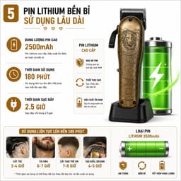 Tông Đơ Cắt Tóc ZSZ N77 10W Barber Chuyên Nghiệp Khắc Sư Tử - Cắt Tóc, Tỉa Viền, Cạo Fade 5