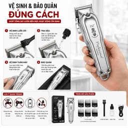 Tông Đơ Cắt Tóc ZSZ N99 10W Không Dây Chuyên Nghiệp - Động Cơ Mạnh, Lưỡi Thép Không Gỉ, Pin Lithium, Cắt Tóc & Cạo Râu 6