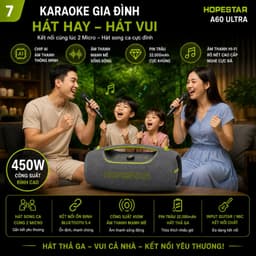 Loa Bluetooth Karaoke HOPESTAR A60 Ultra 450W Kèm 2 Micro Không Dây UHF - Bluetooth 5.4, Pin 32000mAh, Chống Nước IPX6 6