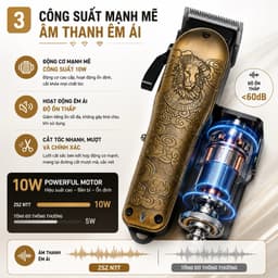 Tông Đơ Cắt Tóc ZSZ N77 10W Barber Chuyên Nghiệp Khắc Sư Tử - Cắt Tóc, Tỉa Viền, Cạo Fade 3