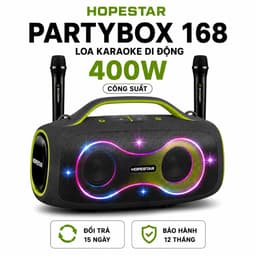 Loa Karaoke Bluetooth HOPESTAR PARTYBOX 168 400W Kèm 2 Micro Không Dây UHF, Bluetooth 5.3, Pin 32000mAh, Chống Nước IPX5 1