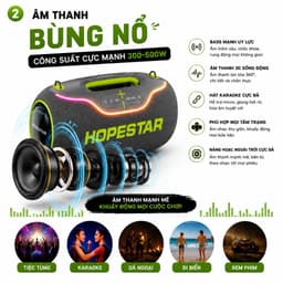 Loa Bluetooth Hopestar A80, Công Suất 300-500W, Hỗ Trợ TF Card, LED, Chống Nước IP6, Pin Trâu Sạc 30.000mAh 2