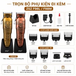 Tông Đơ Cắt Tóc ZSZ F98L/F98M Chuyên Nghiệp - Động Cơ 7500RPM - Lưỡi Thép Không Gỉ - Pin Lithium 1200mAh - Cắt Tóc 6