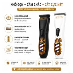 Tông Đơ Chấn Viền HJP D8 6W Chính Hãng - Máy Cắt Tóc Barber Chuyên Nghiệp, Lưỡi Titan, Pin 1500mAh, Sạc USB, Cạo Viền 2