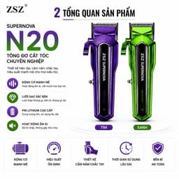 Tông Đơ Cắt Tóc ZSZ N20 10W Chuyên Nghiệp Pin Lithium Sạc Type-C Lưỡi Thép Không Gỉ Kèm 4 Cữ Cắt Tóc 2