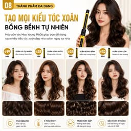 Máy Uốn Tóc May Young M606 Phủ Ceramic Cảm Ứng 19/25/28/32mm - Điều Chỉnh Nhiệt 130-230°C - Trục Xoay 360° 8