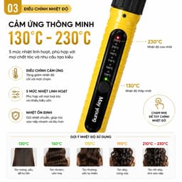Máy Uốn Tóc May Young M606 Phủ Ceramic Cảm Ứng 19/25/28/32mm - Điều Chỉnh Nhiệt 130-230°C - Trục Xoay 360° 3