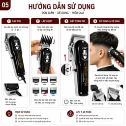 Tông Đơ Cắt Tóc ZSZ F52 10W Không Dây Chuyên Nghiệp - Lưỡi Thép Không Gỉ, Pin Trâu, Kèm 6 Cữ Cắt 5