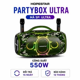 Loa Bluetooth Karaoke HOPESTAR PARTYBOX ULTRA 550W Kèm 2 Micro Không Dây - Pin 36000mAh - Đèn LED RGB - Hỗ Trợ USB/AUX 1