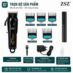 Tông Đơ ZSZ F32A 10W Không Dây Cắt Tóc Barber Chuyên Nghiệp Pin 2000mAh 7