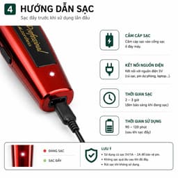 Tông Đơ Cắt Tóc ZSZ N19 Không Dây Sạc USB Cắt Fade Cạo Viền Tỉa Râu Lưỡi Thép Sắc Bén 4