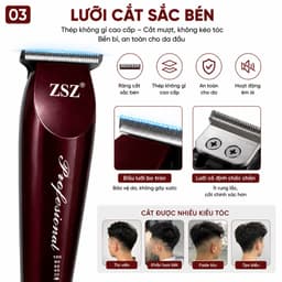 Tông Đơ Cắt Tóc ZSZ F30 10W Chuyên Nghiệp – Lưỡi T Cắt Sát, Pin Sạc Lithium, Kèm 3 Cữ Lược, Dùng Cho Gia Đình & Barber 3