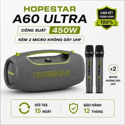 Loa Bluetooth Karaoke HOPESTAR A60 Ultra 450W Kèm 2 Micro Không Dây UHF - Bluetooth 5.4, Pin 32000mAh, Chống Nước IPX6 1
