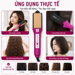 Máy Bấm Tóc SH-989 Thay Bản 45W-80W 5 Mức Nhiệt 140-220°C Kẹp Bấm Xù Chân Tóc Uốn Sóng Thay Bản Ceramic Chuyên Nghiệp 7