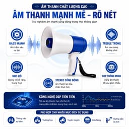 Loa Phóng Thanh Cầm Tay HM-130BI Bluetooth 15W Ghi Âm 180 Giây Phát Nhạc USB Pin Sạc Lithium 4